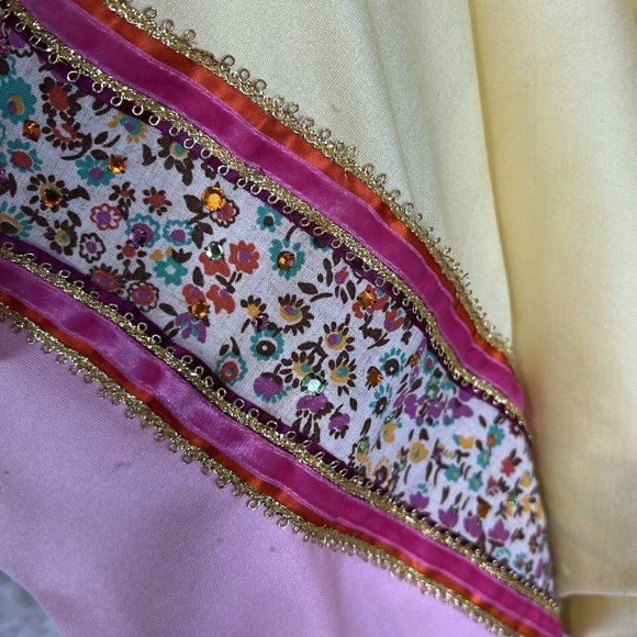 Vintage Malcolm Star Rizkallah Maxi Dress With Rhinestone Beading Size 12 Yellow - Picture 9 of 16